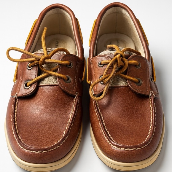 ⛵Sperry Top-Sider A/O 2-Eye Boat Shoes | Brown Leather & Knit Fabric  Women’s 8M - Picture 1 of 14